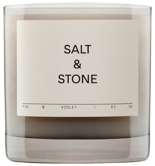 Salt & Stone Scented Candle for Women & Men | Coconut & Soy Blend Wax | Hand-Poured, Aromatic & Fragrant | 100% Cotton Wick | Long-Lasting 50 Hour Burn Time | Fig & Violet 8.5 oz