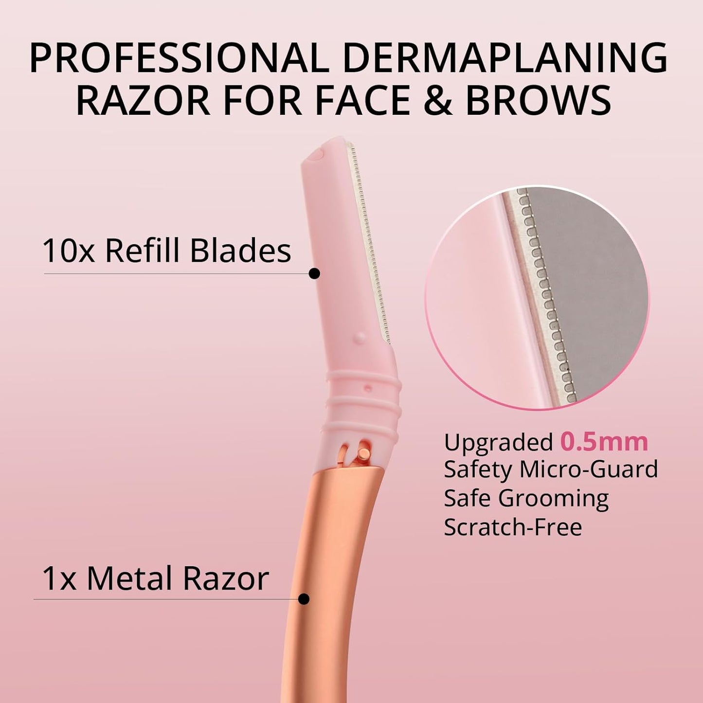 Skiennix Dermaplane Razor - Professional Exfoliation Tool for Women | Reusable Handle & 10 Blades