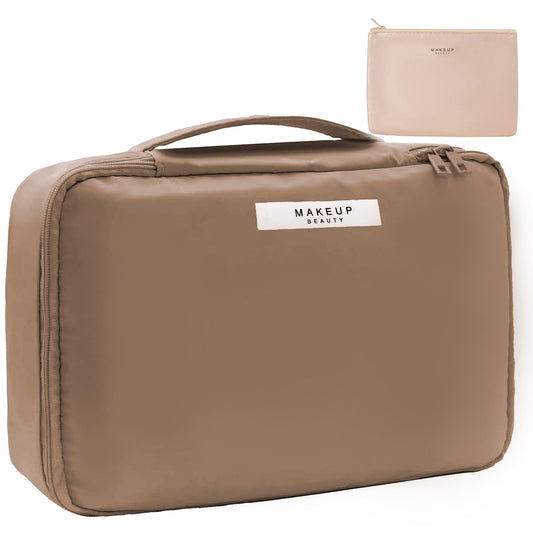 Travel Makeup Bag Cosmetic Bag Makeup Bag Toiletry bag for women and men (Coffee)