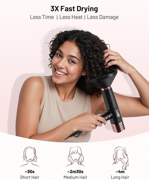 MESCOMB Travel Hair Dryer - 1875W Dual Voltage Ionic for Fast Drying & Frizz Control | Lightweight & Quiet, Black