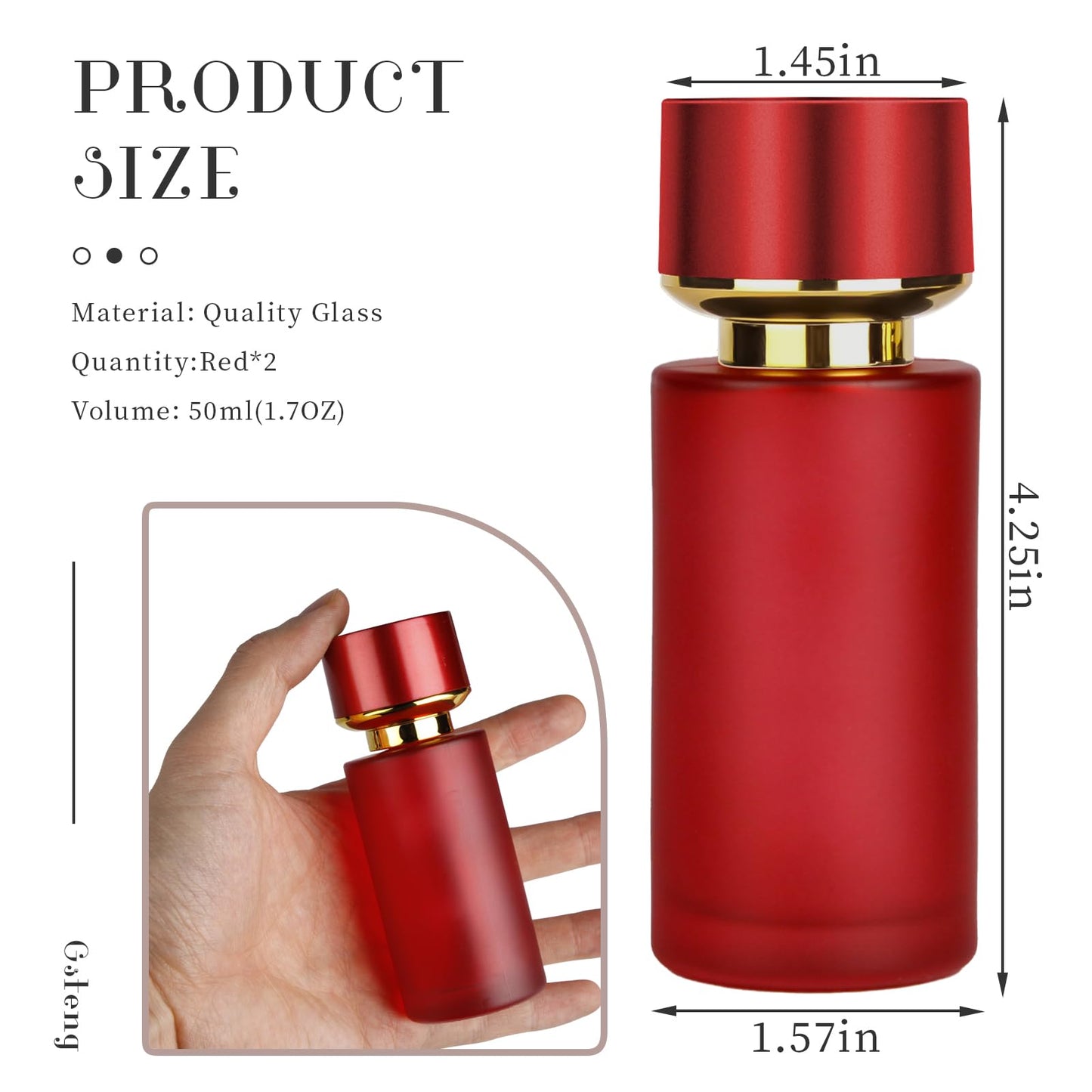 Gsteng 2pcs 50ml Glass Spray Bottle for Perfume,Refillable Travel Perfume Atomizer Bottles,Red Portable Cologne Atomizer Empty Bottle. (Red*2)