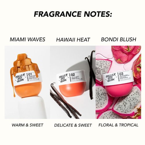 Bundle of Holler And Glow Hawaii Heat Body & Hair Mist + Body Butter, Body Spray, Warm Vanilla, Peony & Amber Scented, Moisturizing, Nourishing, Shea Butter, Peony, Amber Scented, 2 Piece Set