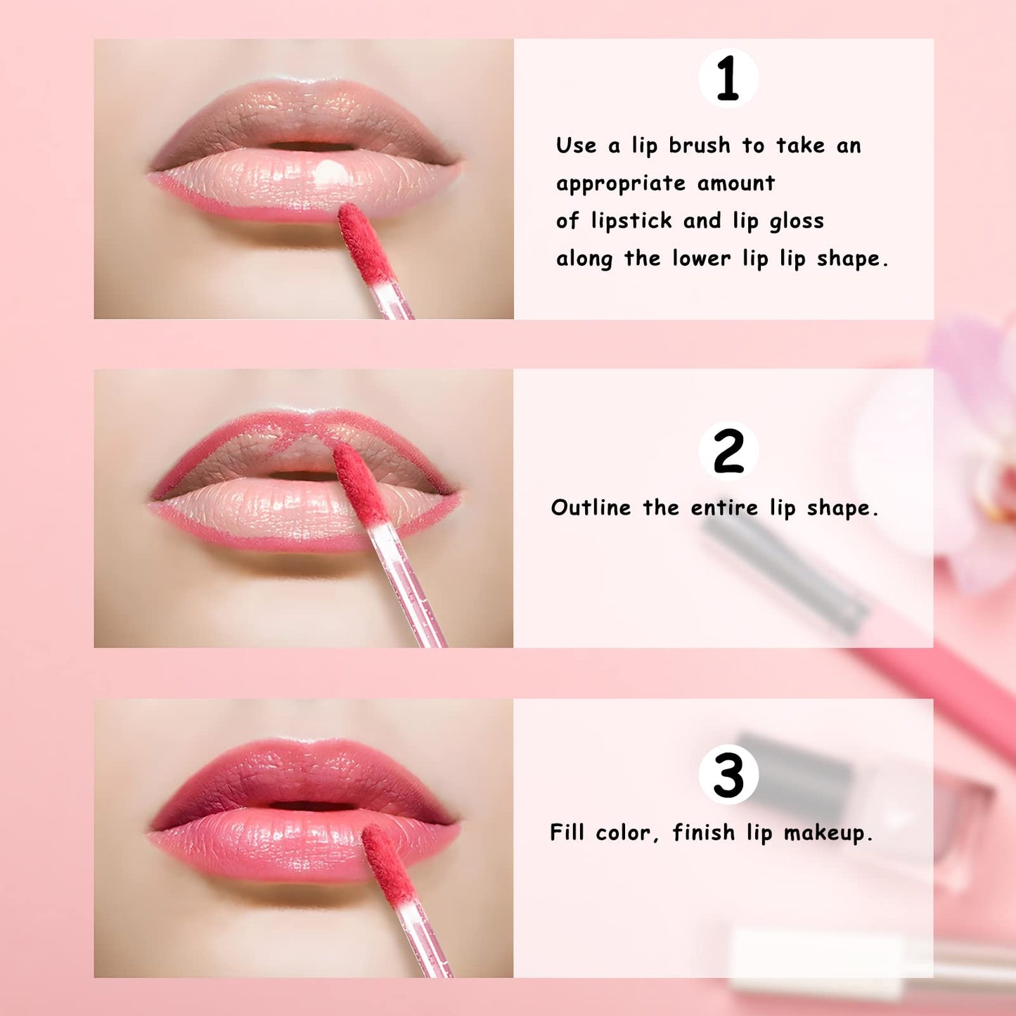 Unaone Disposable Lip Brushes, 100 Pcs Lip Applicator Lip Gloss Brushes Lipstick Lip Wands Makeup Beauty Brushes for Lipstick Lip Gloss Lip Mask Eyeshadow, Pink