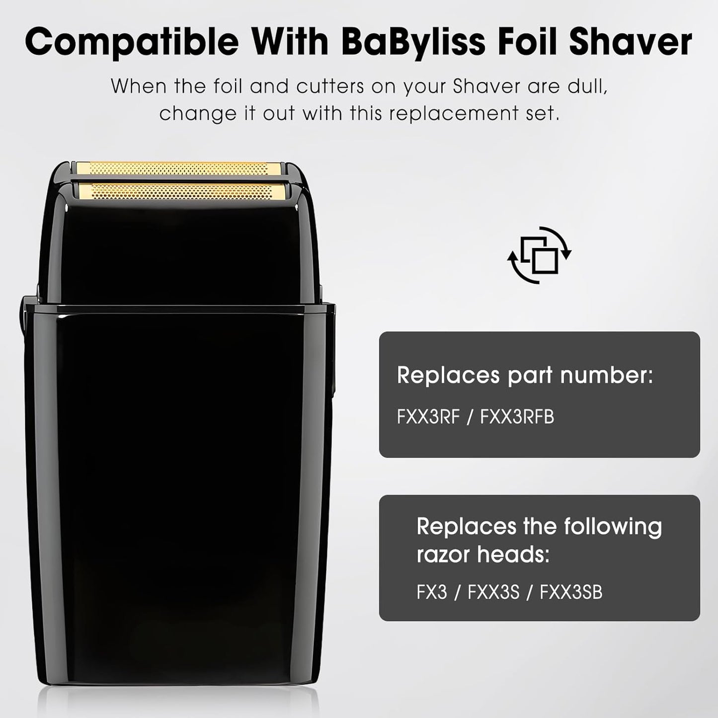 BaByliss Pro FX3 Shaver Replacement Head - Hypoallergenic Gold Foil for Smooth Shaving | Black