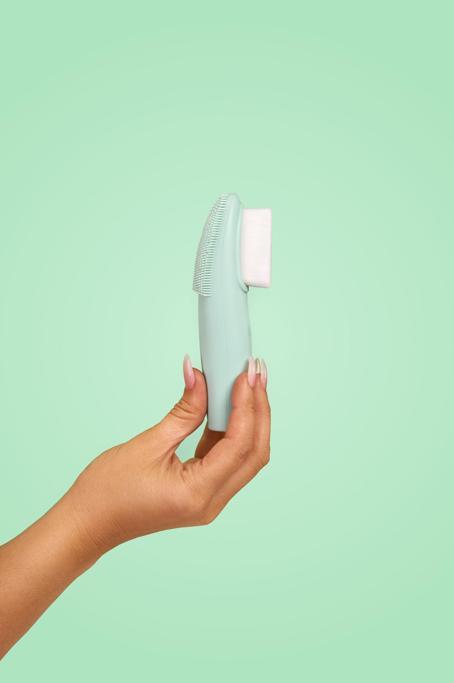 LOLLIPOP Handle Dual-Sided Silicone Face Scrubber, Face Exfoliator, Synthetic Face Brush Cleanser, Facial Cleansing Brush for Massage - Minty