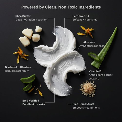 HygieneLab Shaving Cream - Fragrance-Free, Non-Toxic Formula with Aloe Vera & Shea Butter | 6.76 oz
