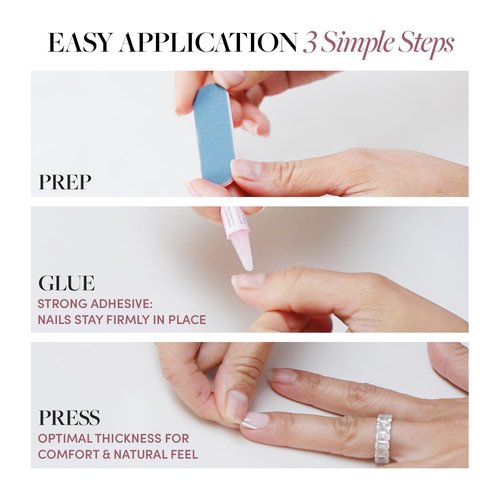 Glamnetic x GLAMZILLA Press On Nails - NOT YOUR CINDER-ELLA | Short Almond Nude Fake Nails with Velvet French Tip Effect, Salon Quality Wedding Nails | 15 Sizes - 30 Nail Kit with Glue