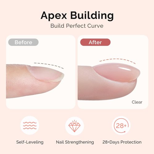 MelodySusie Builder Gel Set - No Wipe Glossy Top Coat & Base Coat - Long Lasting Shine | 3 Pcs 15ml Clear
