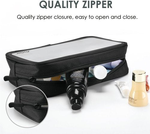 ProCase Travel Toiletry Bag - TSA Approved Matte Clear Organizer for Airport Carry-On - Black