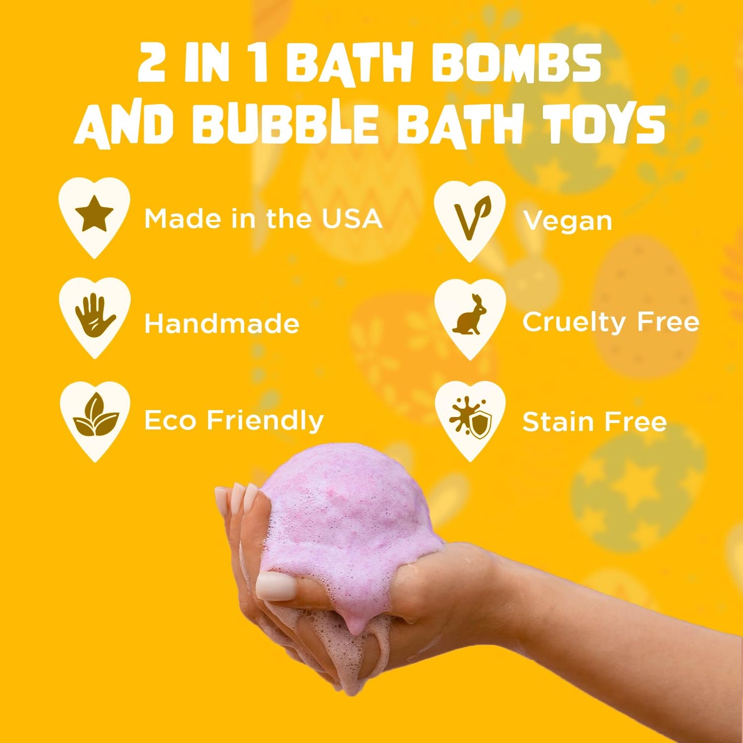 Easter Bath Bombs for Kids with Surprise Toys Inside (6 Pack) - Easter Basket Stuffers for Boys and Girls - Large Spring Bubble Bomb, USA Made, Incredible Fragrances & Colors by Two Sisters