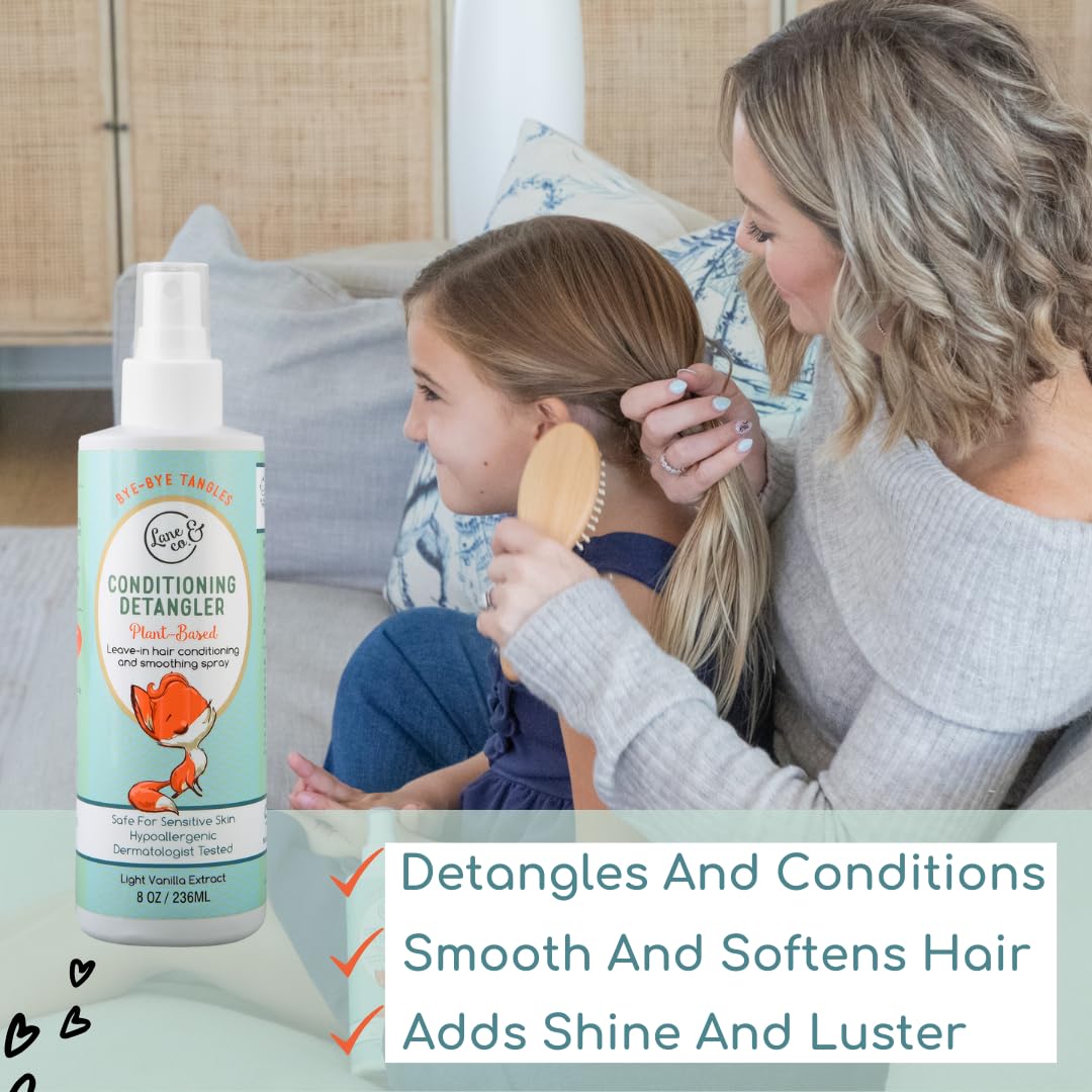 LANE & CO. Conditioning Detangler Spray for Kids & Babies - Leave In Conditioner Spray for Smoothing, Detangling - Vegan, Plant-Based, Child-Safe Formula - Natural Baby Hair Products - 8-oz. Bottle