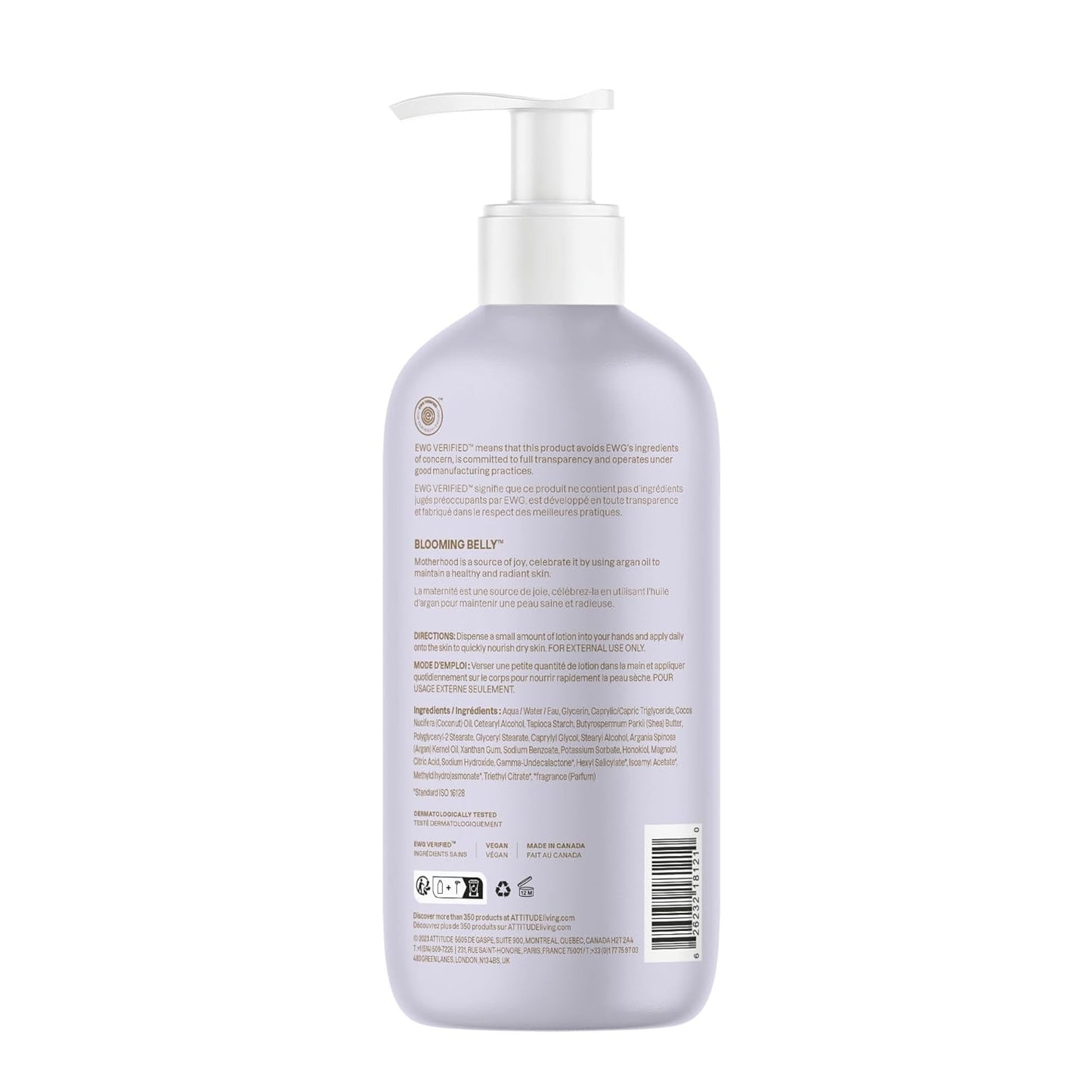 ATTITUDE Nourishing Body Lotion - EWG Verified, Vegan & Plant-Based Formula with Argan Oil | 16 Fl Oz