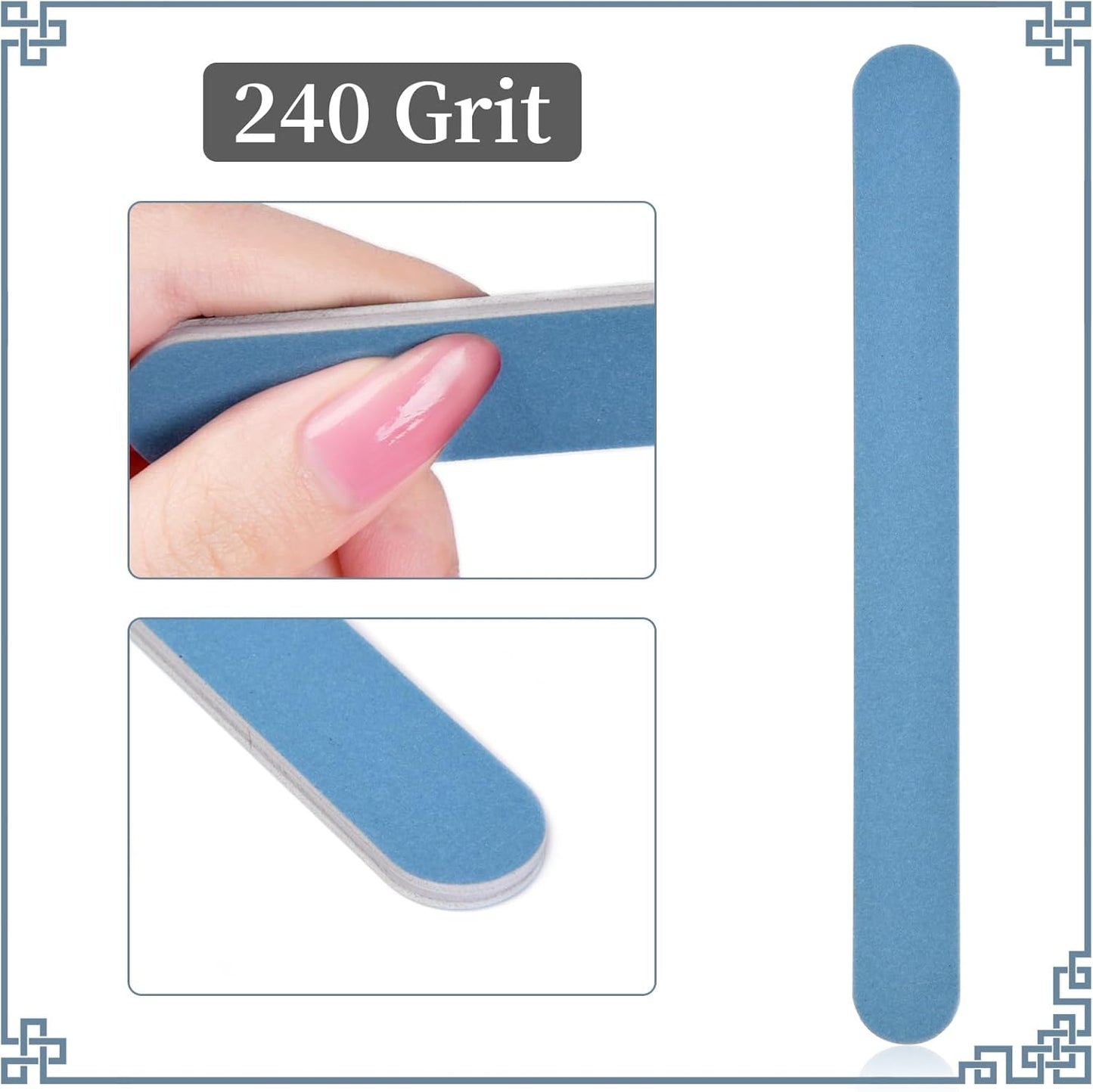 Skiennix Nail File Kit - 10PCS Double-Sided 240/240 Grit Emery Boards for Manicure & Pedicure