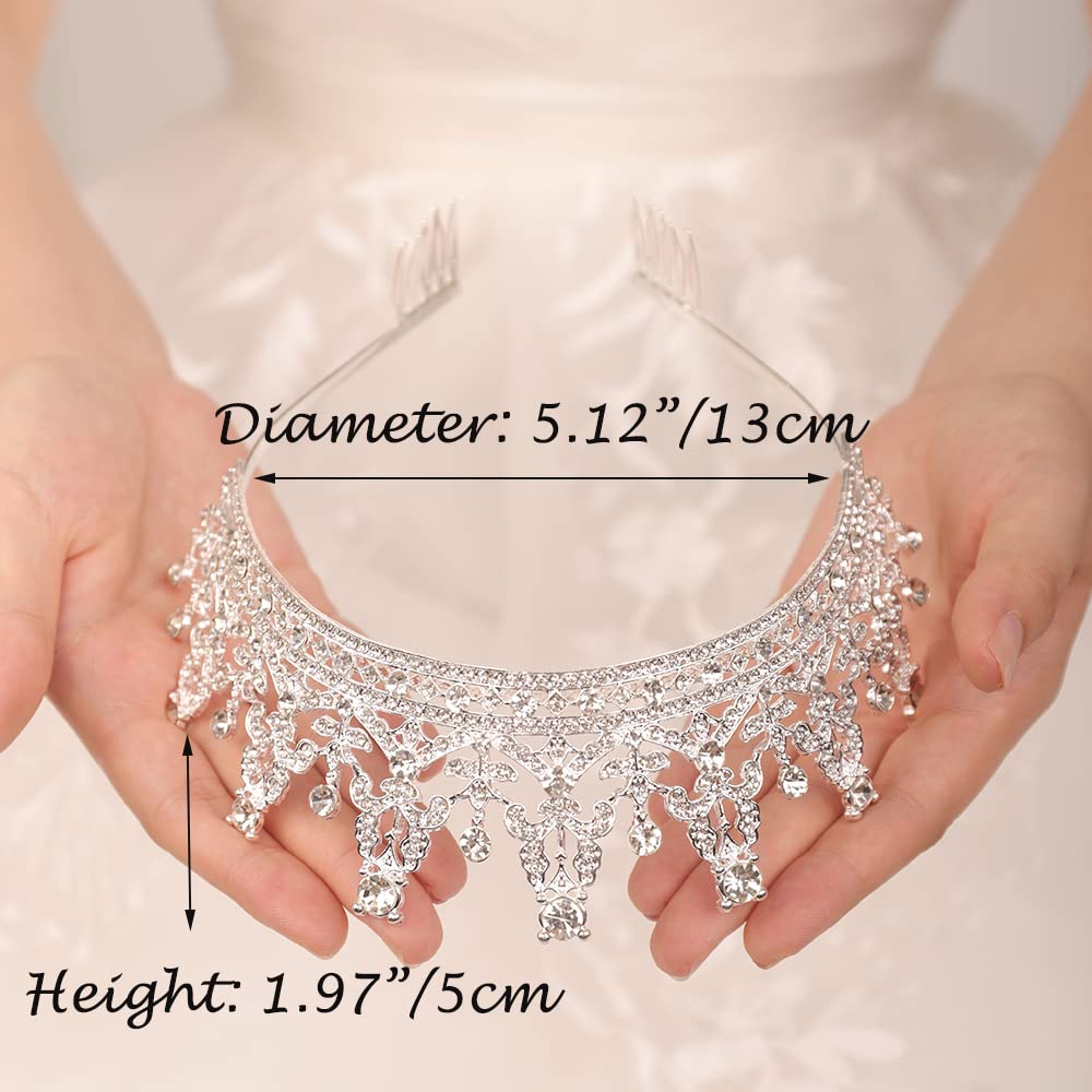 Wekicici Queen Princess Crown Tiara Crystal Crown with Clear Rhinestone Pageant Crown Hair Accessories for Women Girl Bride Party Halloween Birthday Girls Prom Halloween Bridal Party (Style 10)