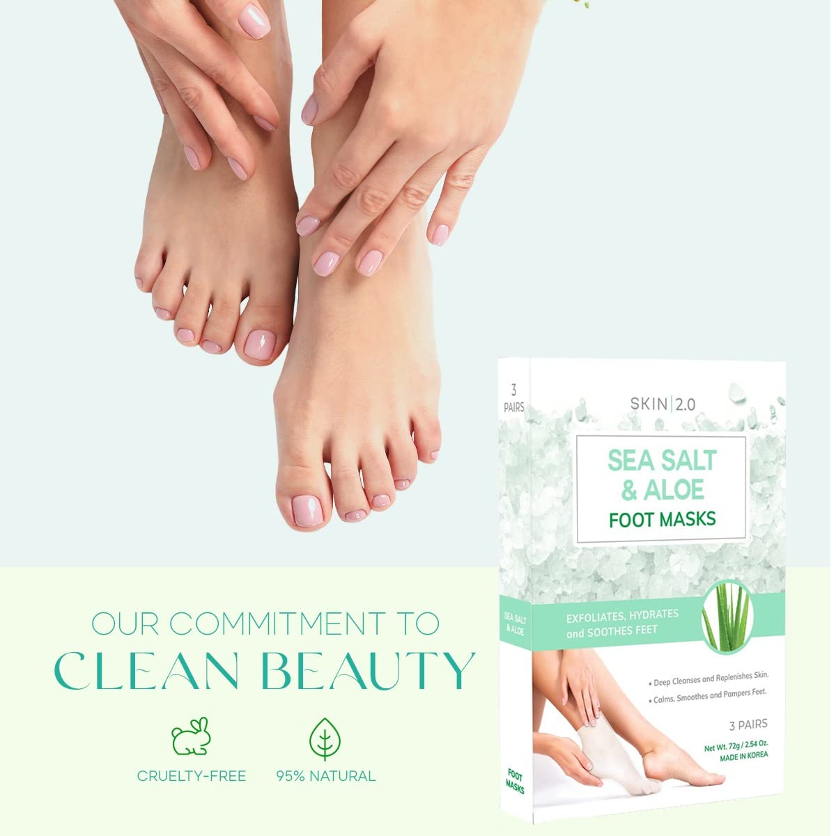 Sea Salt & Aloe Foot Masks - Soothing Cracked Heel Treatment | Exfoliating Hydration - 3 Pairs