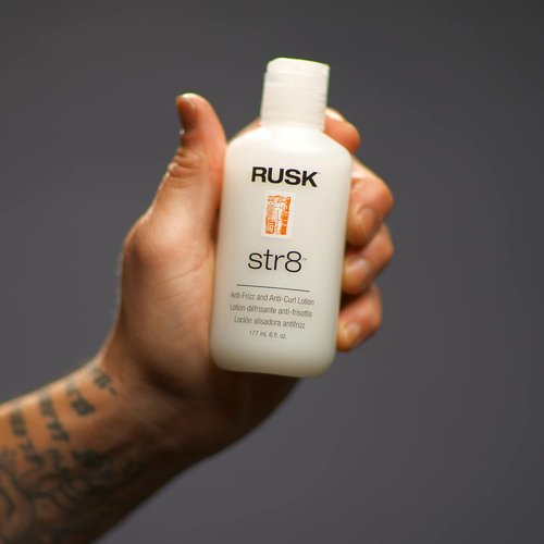 RUSK Str8 Anti-Frizz & Anti-Curl Lotion - Light & Greaseless Formula, 6 oz White