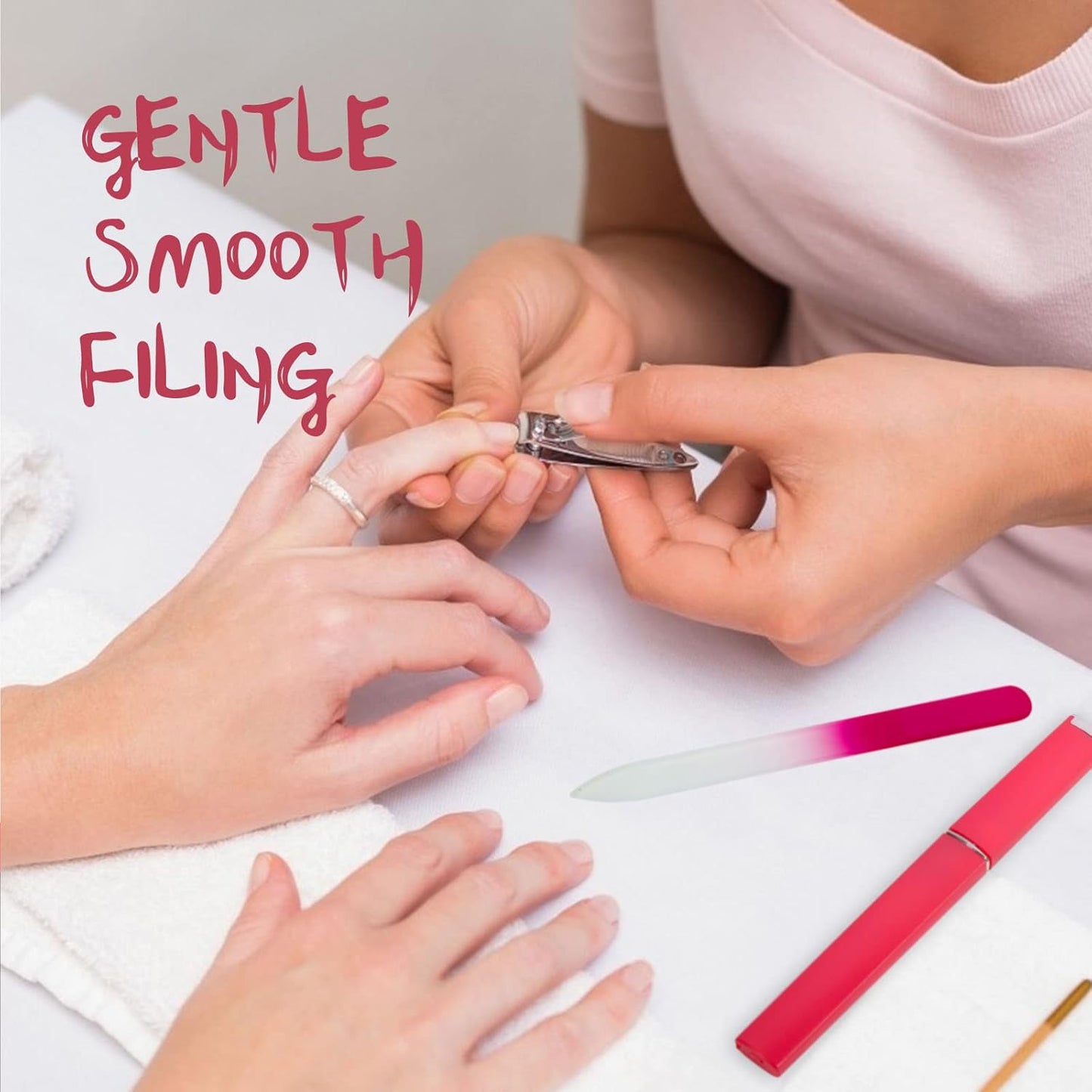 Skiennix Crystal Glass Fingernail File Set - Double-Sided Etched for Gentle Nail Care | 3 Pack with Case