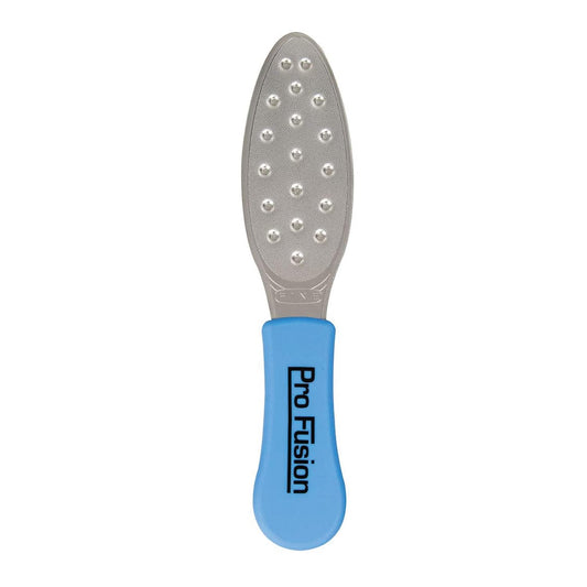 ForPro Pro Fusion Stainless Steel Pedi File - Coarse Double-Sided Design - Blue Handle for Heels & Feet - 8.25” L