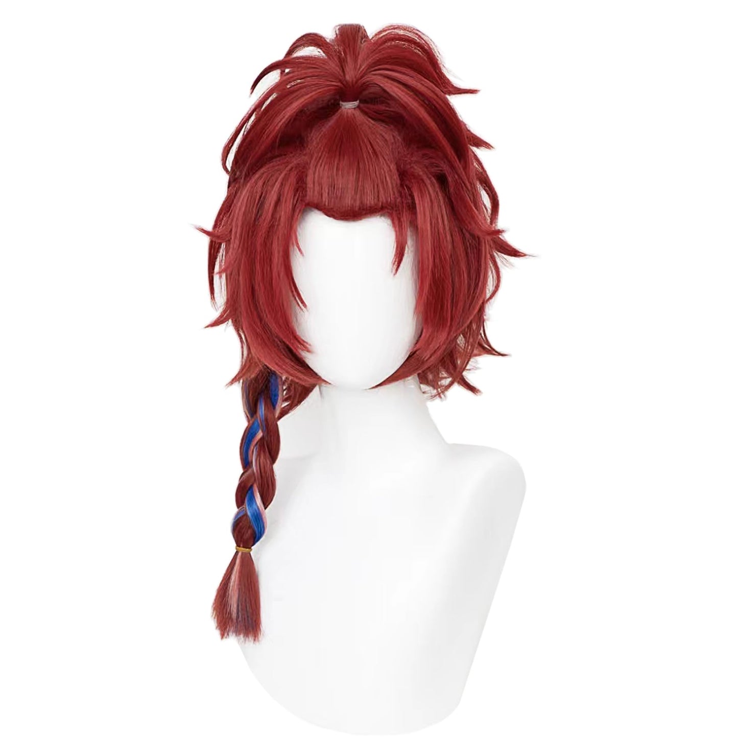 XiongXiongLe Chixia Cosplay Wig Wuthering Waves Character Costume Wine Red Middle Long Straight Hairs Wigs with Braid for Women Adult Cos Anime Game Party Halloween Christmas(Chixia)