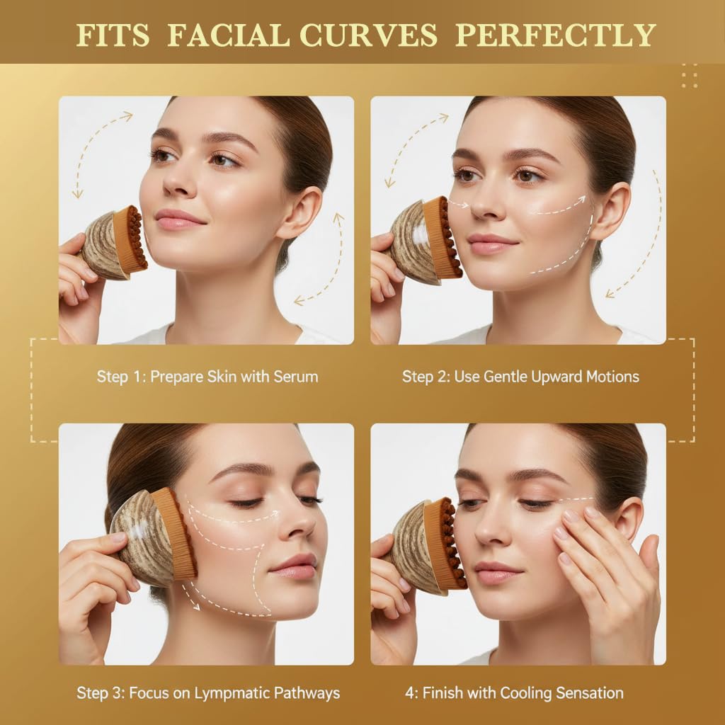Skiennix Lymphatic Contour Face Brush - Ergonomic Chin & Jawline Sculpting Tool for Anti-Swelling Relief | 2PCS Set