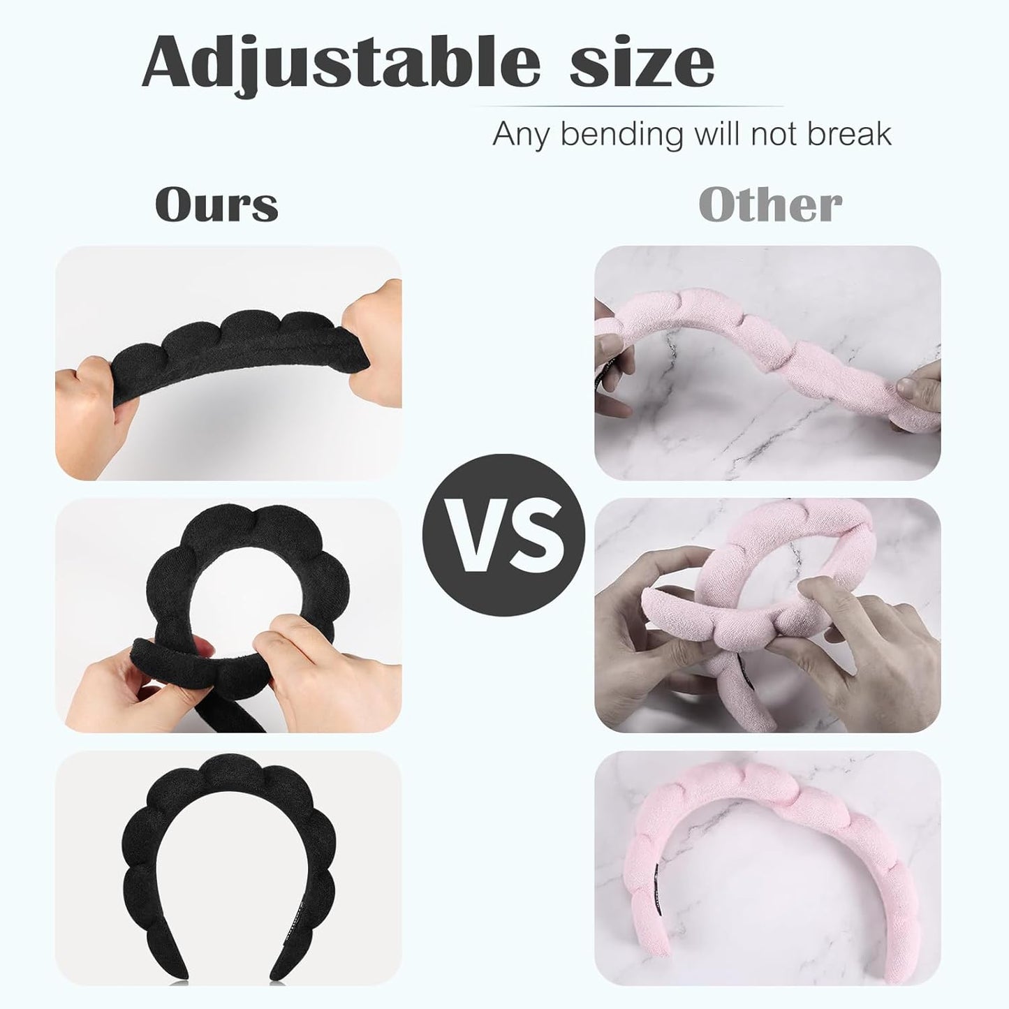 Ztomine Spa Headbands - Terry Cloth Makeup Headband Set of 2 for Face Washing & Skincare