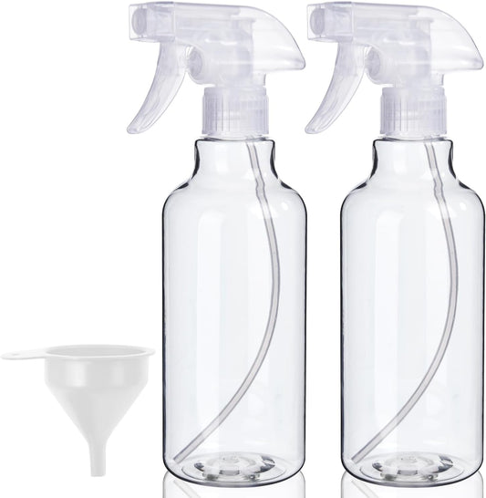 Skiennix Plastic Spray Bottles - 2-Pack 16.9 Oz | Heavy Duty Mist & Stream for Cleaning, Oils, Plants