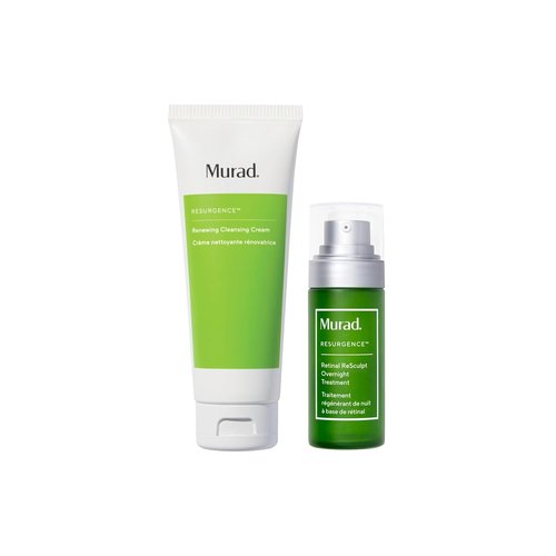 Murad Renewing Cleansing Cream & Retinal ReSculpt Treatment Set - Reduce Crepey Skin & Wrinkles | Full Size
