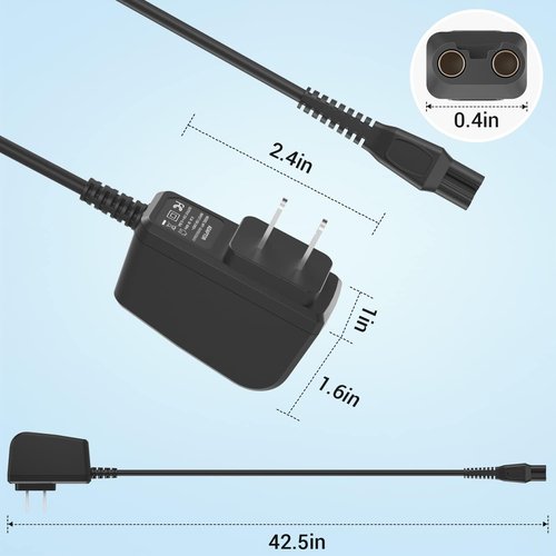15V Charger Cord Compatible with Philips Norelco HQ8505 3000 5000 7000 9000 Series, Multigroom MG5750 MG7750 MG7770 MG7790 Electric Shaver Razor Trimmer Adapter Charging Cord