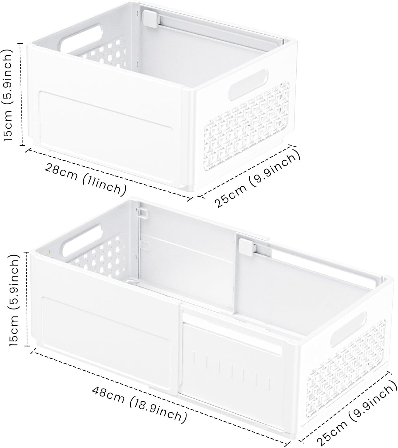 Skiennix Closet Organizers - 2 Pack Stackable Storage Drawers for Bathroom, Kitchen, and Office