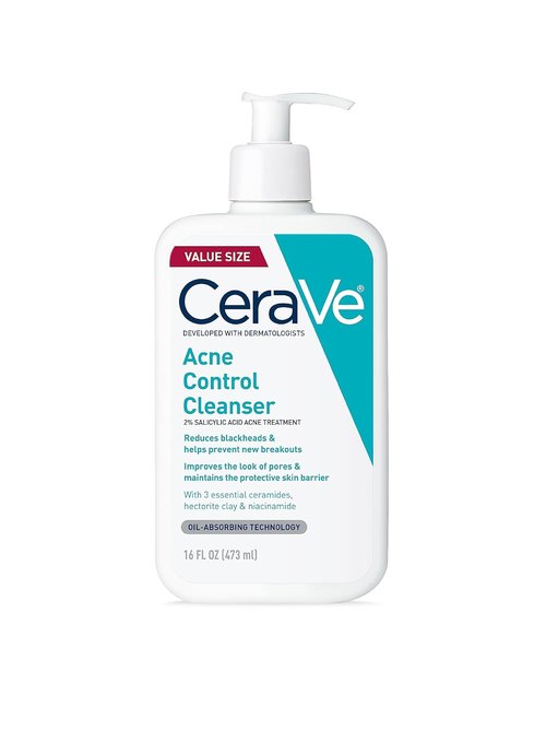 CeraVe Acne Control Cleanser - 2% Salicylic Acid & Niacinamide | Gentle Fragrance-Free Face Wash, 16 Oz