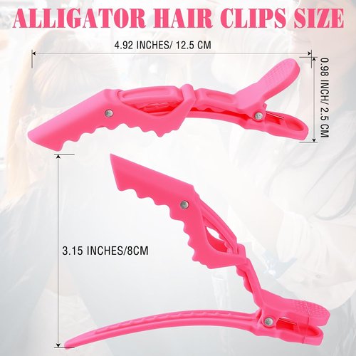 Havawish 12 Pcs Matte Alligator Hair Clips - Stylish Hair Sectioning Clips for Women | Pink