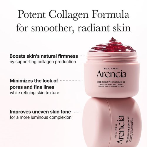 Arencia Overnight Face Serum - Glowing & Soothing with 30% Red Collagen, Niacinamide & Vitamin E
