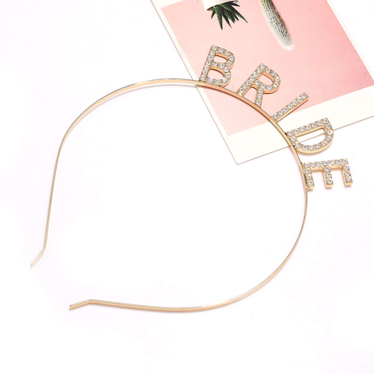 DAXI Wedding Party Bridal Headband with Sparkling Rhinestone Elegant Crown Headband Wedding Hair Accessories (BRIDE-Gold)