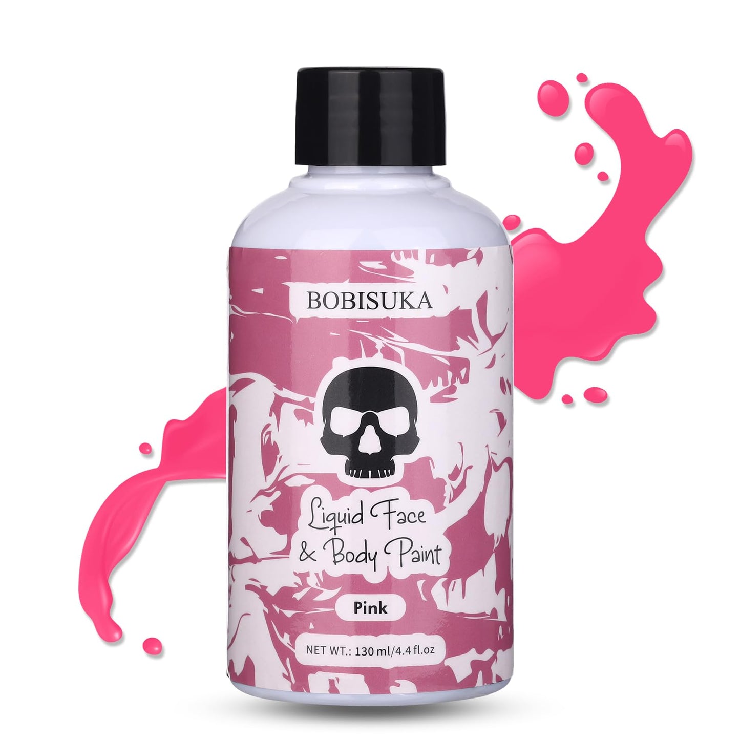 BOBISUKA Pink Face Body Paint Liquid Texture Washable Non Toxic Facepaint Fast Drying Foundation Makeup for Halloween Clown Cosplay SFX Costume Party Large Capacity(130ml)