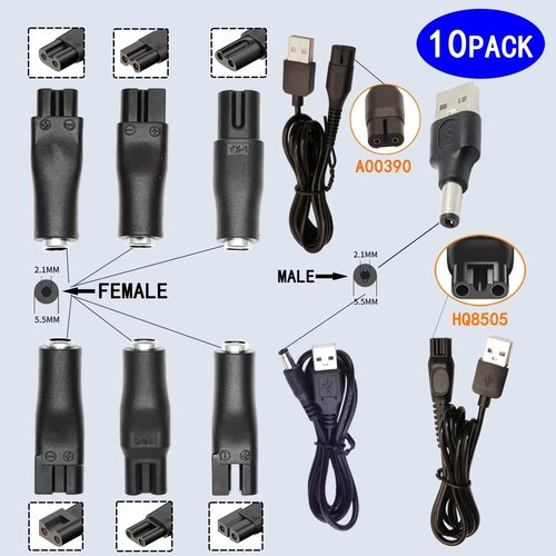 Power Cord 5V Replacement Charger - USB Adapter for Hairdressers, Shavers, Lamps & More