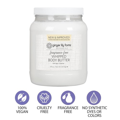 Ginger Lily Farms Whipped Body Butter - Ultra-Hydrating, 100% Vegan & Cruelty-Free, 59 Ounces