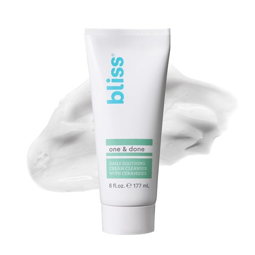 Bliss One & Done Daily Cream Facial Cleanser - Moisturizing Vegan Face Wash for Dry Skin | 6 Fl Oz