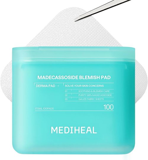 MEDIHEAL Toner Pads - Madecassoside Blemish Care with Centella Asiatica - 100 Count for Even Skin Tone & Deep Hydration
