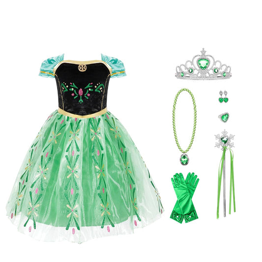 LOEL Princess Skirt Christmas Party Halloween Costume Dress with Accessories for 3-7 Years