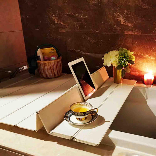 HJJKKH Shutter Bathtub Lid, Foldable Waterproof Bathtub Cover with 0.65cm Thickness, PVC Bathtub Tray, Anti-dust Bathtub Cover Bath Insulation Cover, Store Wine Glass,Books,Tablets,Cellphones