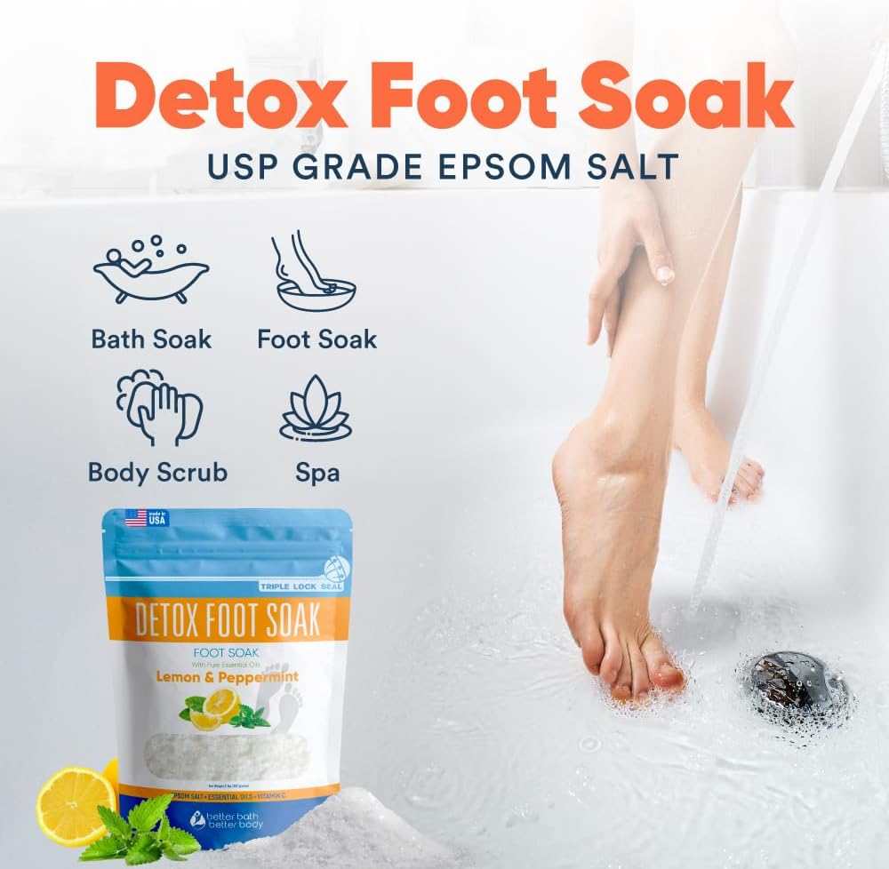 Skiennix Detox Foot Soak Salts - 32 Ounces with Essential Oils | Soothe Athletes Foot & Relax Tired Feet