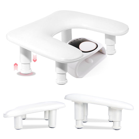 Delanie U2 Height Adjustable Nail Arm Rest, Acetone Resistant PU Leather U-Shaped Nail Hand Rest for Nail Tech Manicure Salon Use, White
