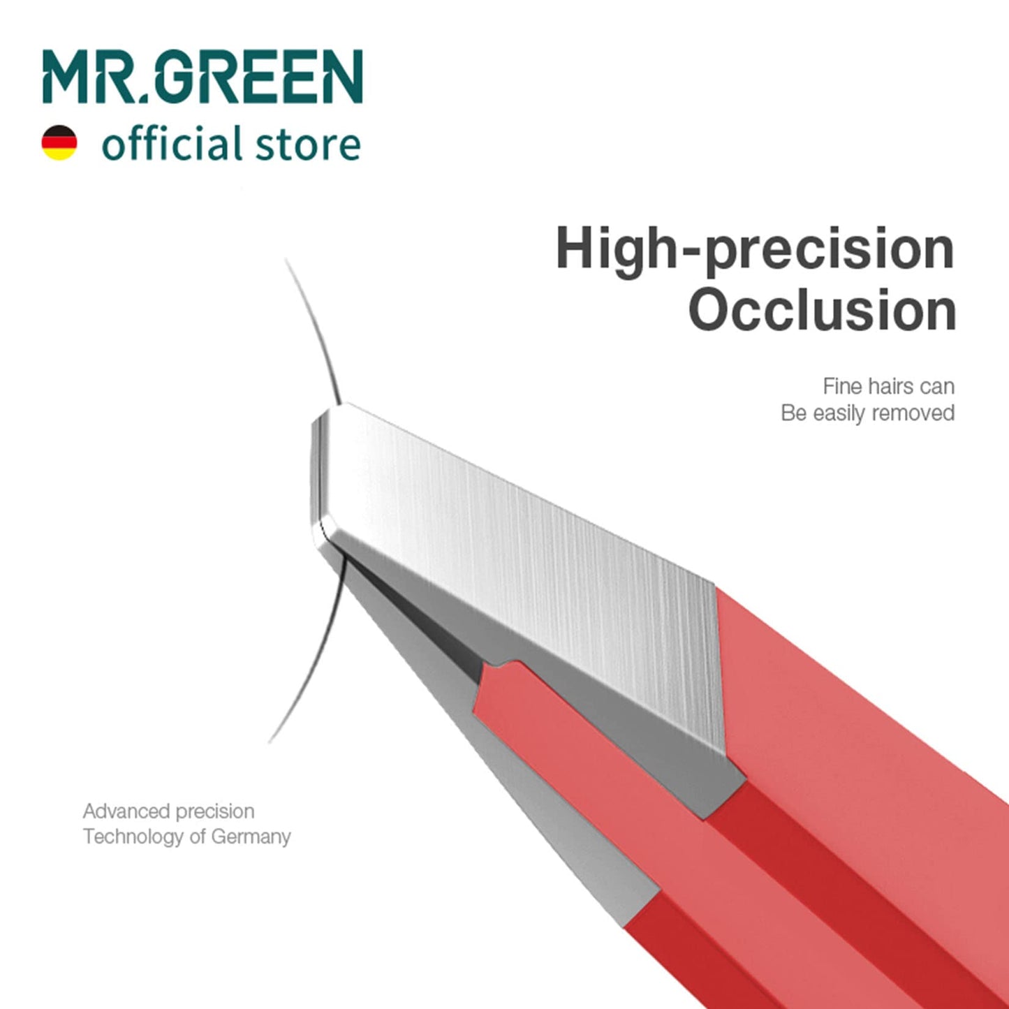 MR.GREEN Curve Handle Eyebrows Tweezers Professional Fine Hairs Removal Puller Makeup Tools Stainless Steel Beauty Clips Removal (Red)