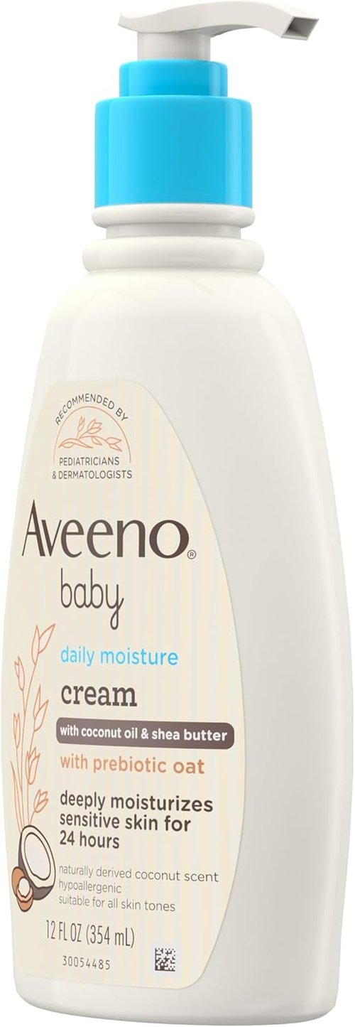 Aveeno Baby Daily Moisturizing Cream - Hypoallergenic Lotion with Coconut Oil & Shea Butter, 12 fl. oz