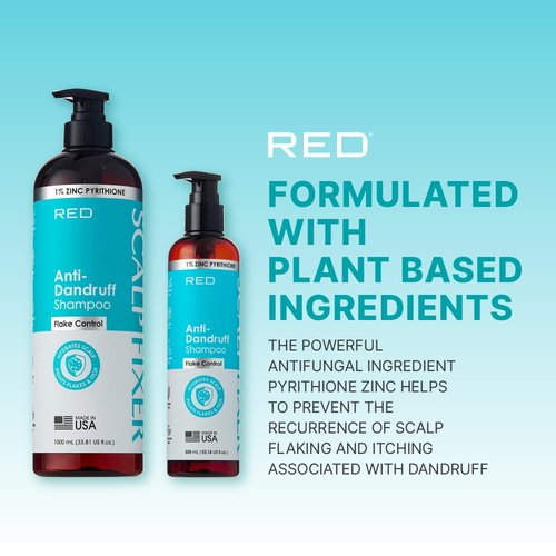 Red by Kiss Scalp Fixer Anti-Dandruff Shampoo - Hydrating Formula with 1% Zinc Pyrithione | 10.14 fl. oz.