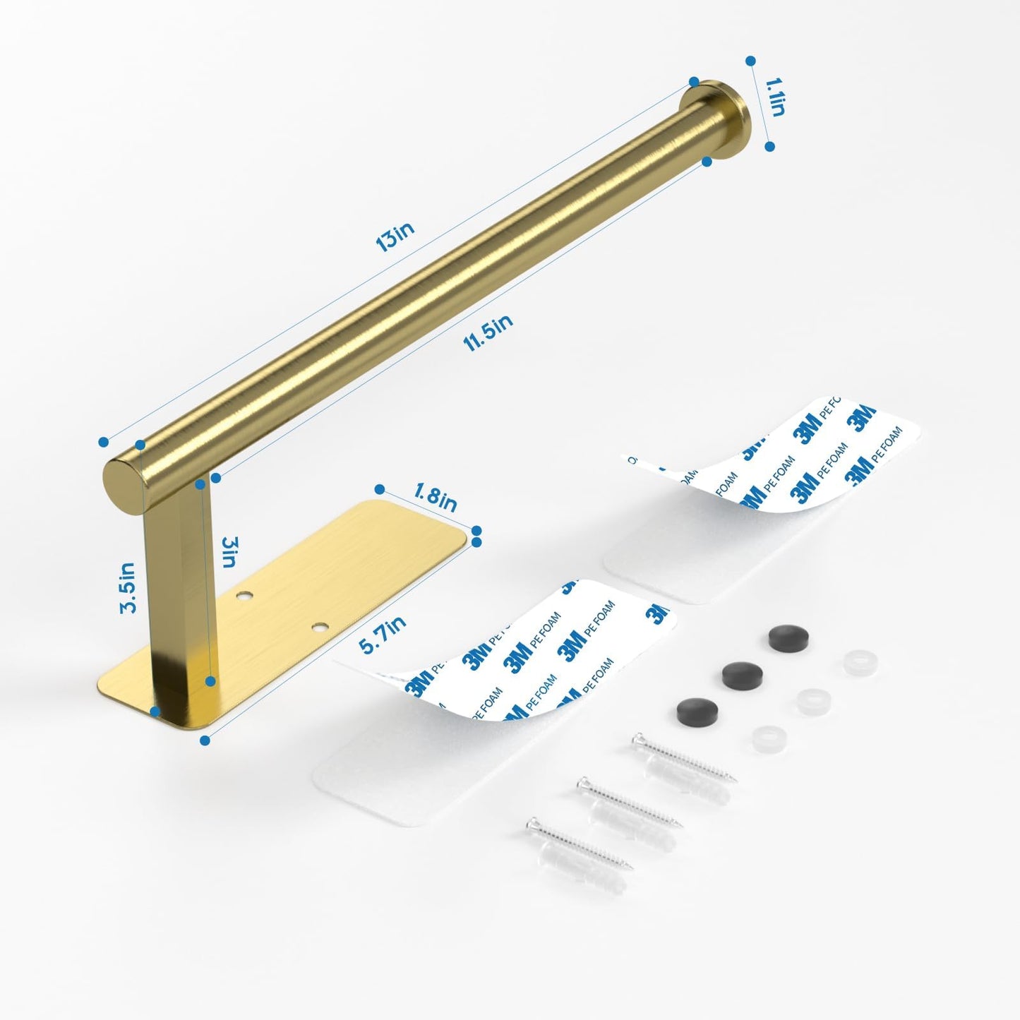 ASTOFLI Paper Towel Holder Under Cabinet No Drilling, Self Adhesive Paper Towel Holder Wall Mount for Kitchen Rack, Under Counter Napin Holder No Drill, 304 Stainless Steel Matte Black