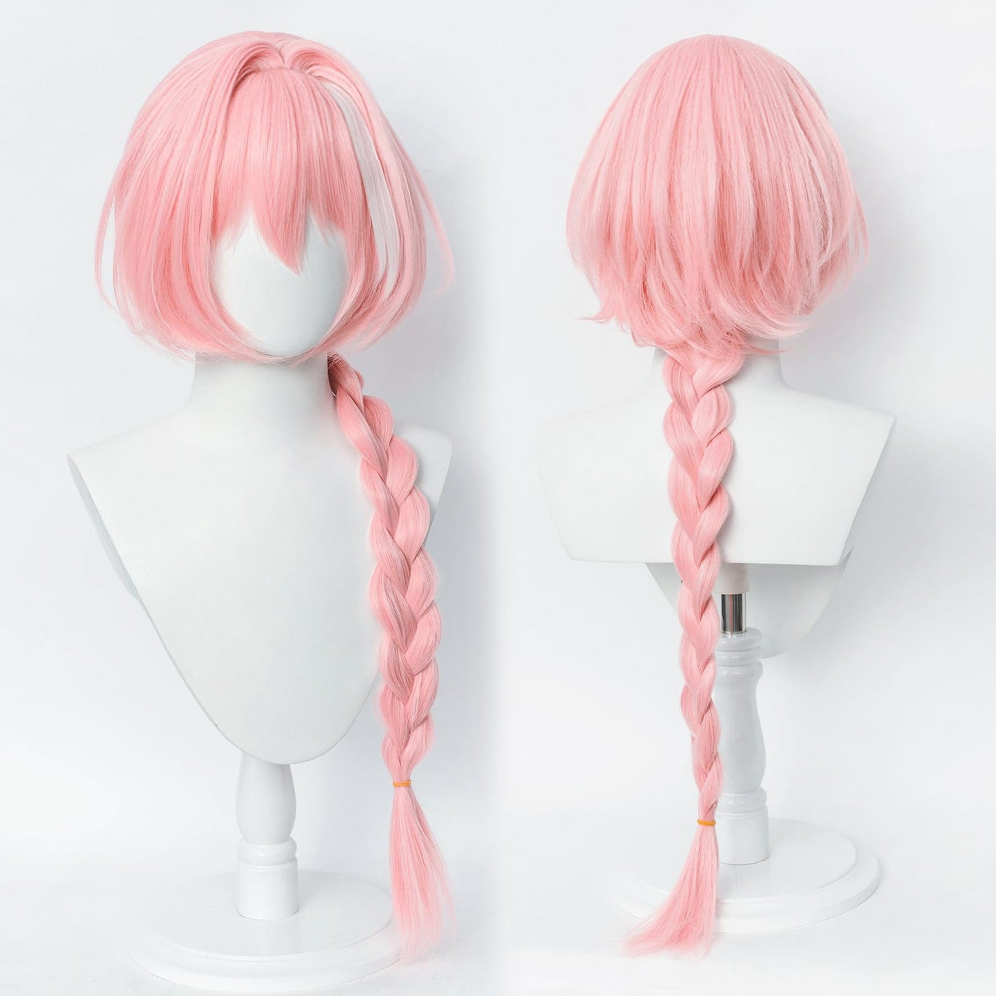 SEISAIDO Long pink Cosplay Wig Braided Anime Hair with High-Temperature Synthetic Fiber Suitable for Anime Cosplay Con