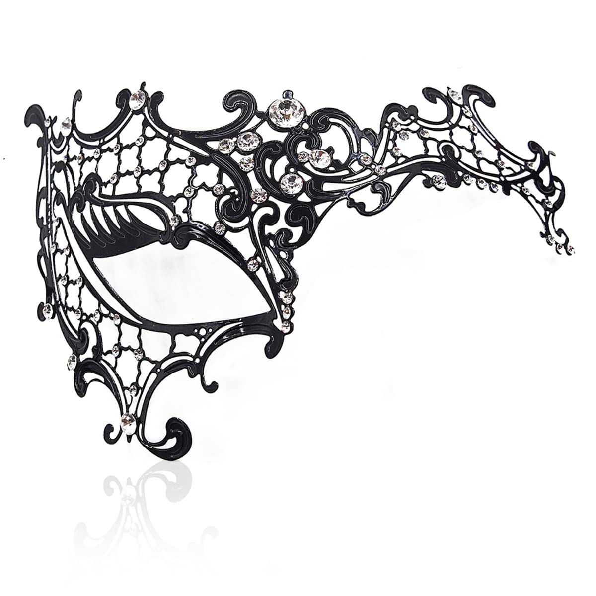 MYMENU Masquerade Mask for Women Shiny Rhinestone Venetian Party Prom Ball Metal Mask (Half Face)