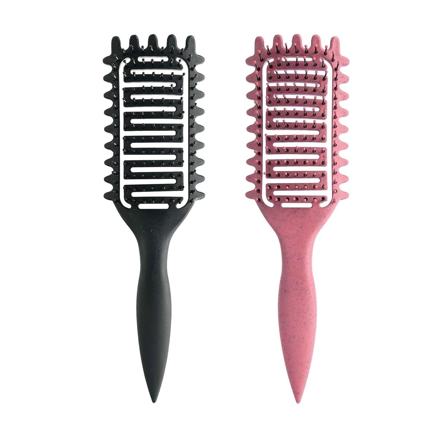 Skiennix Curl Defining Brush - Vented Detangling Tool for Curly Hair | Lightweight & Curved Design (Pink/Black)