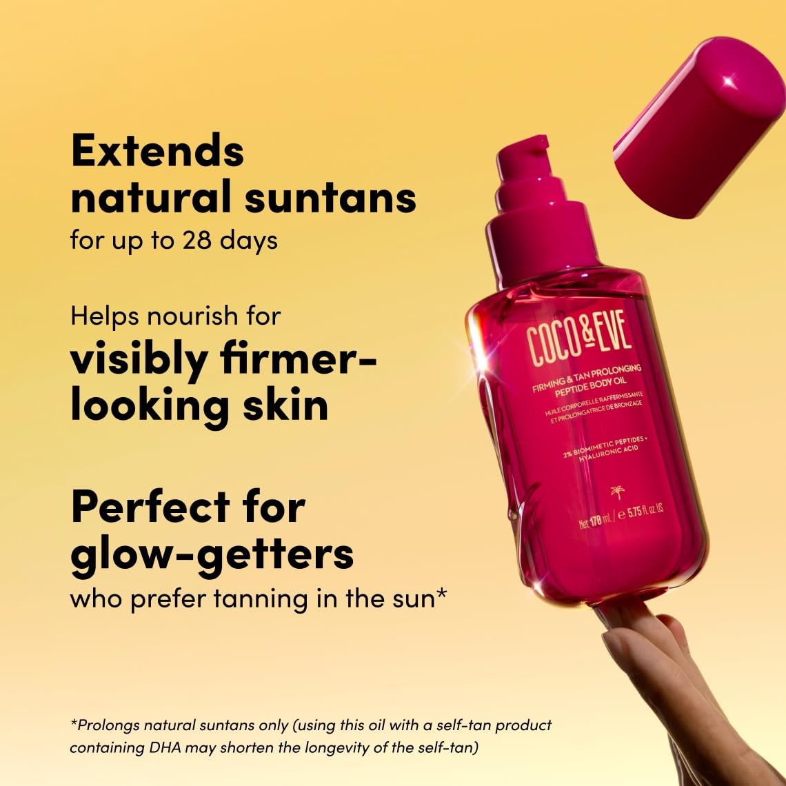 Coco & Eve Firming Body Oil - Natural Tan Extender with Tropical Oils & Vitamins C & E | 5.75 fl oz